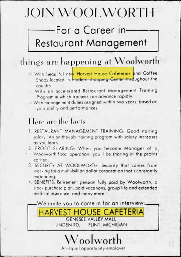 Harvest House Cafeteria - May 27 1973 Article